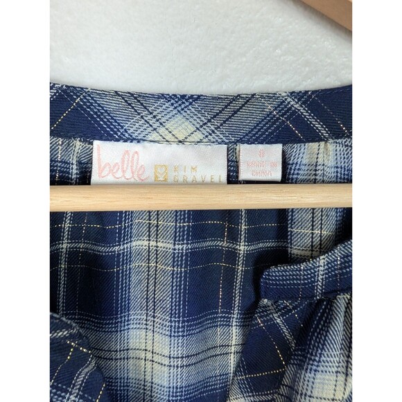 Belle by Kim Gravel Gold Stitch Plaid Tunic Top Small - Picture 3 of 8